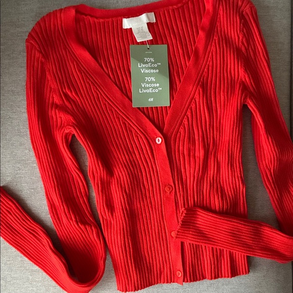 H&M Orange Ribbed Cropped Cardigan - Picture 4 of 4